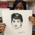 A sketch of one of the stars of One Direction in sharpee.  This student was SO excited about it! 