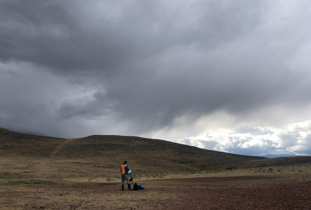 Painting out in the 1000 acres beyond Jentel Artist Residency, WY (photo by Karen Marston)