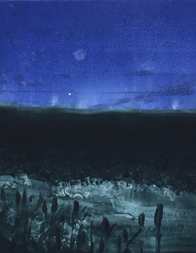 New Moon Rising, 2021, monotype on paper, 8x10 inches
