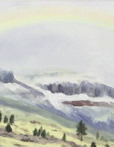 Winter Ridge Rainbow, 2021, acrylic on canvas, 5x7 inches
