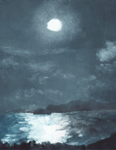 Ballinskelligs Bay, 2021, monotype on paper, 8x10 inches